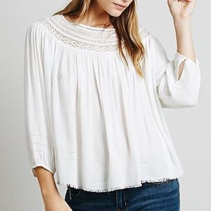 FREE PEOPLE XS/S ONE EYES OPEN TOP OFF-WHITE GUAZE